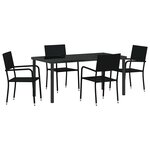 vidaXL Ensemble de salle à manger pour jardin 5 Pièces Noir polyrotin