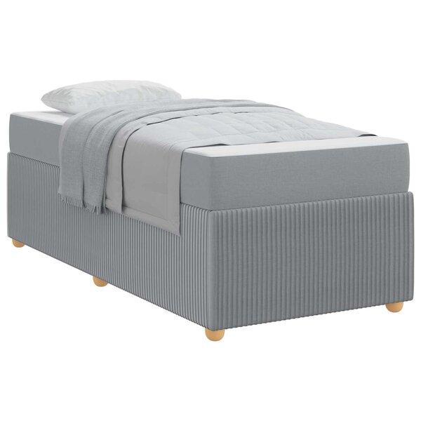 vidaXL Cadre de lit avec matelas Gris clair 90 x 200 cm tissu