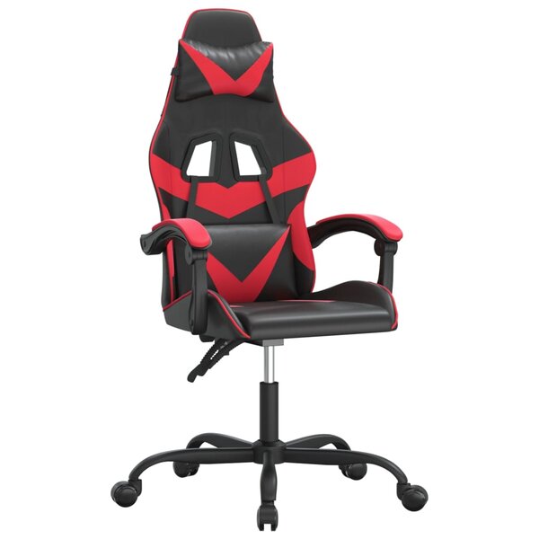 vidaXL Chaise de jeu pivotante Noir et rouge Similicuir