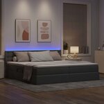 vidaXL Lit avec rangement et LED Gris clair 200 x 200 cm Polyester