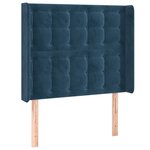 vidaXL Tête de lit avec oreilles Bleu foncé 103x16x118/128 cm Velours