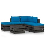 vidaXL Salon de jardin 6 Pièces avec coussins Bois imprégné de gris