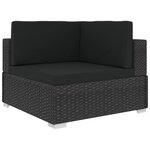 vidaXL Salon de jardin 3 Pièces avec coussins résine tressée noir