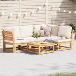 vidaXL Salon de jardin avec coussins 5 Pièces Bois d'acacia solide