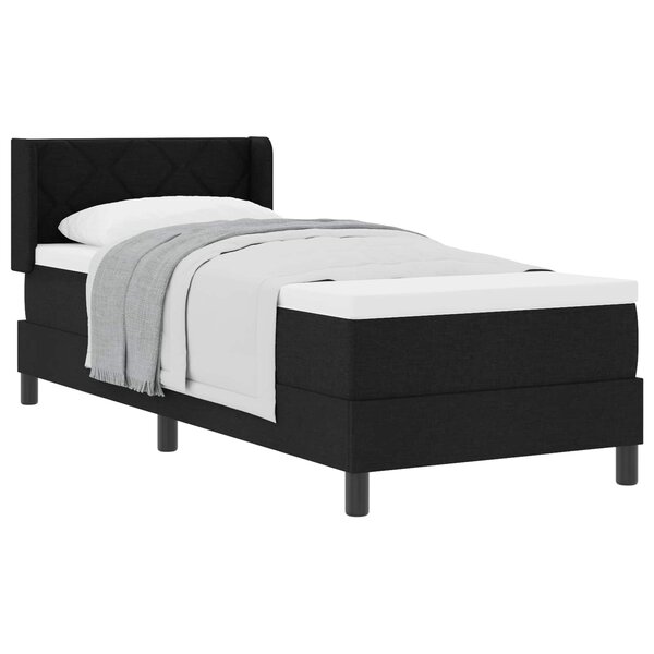 vidaXL Lit à ressorts avec tête de lit Noir 200 x 80 cm tissu