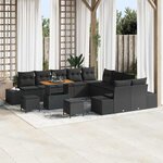 vidaXL Ensemble de canapé de jardin 13 Pièces Noir Poly rotin