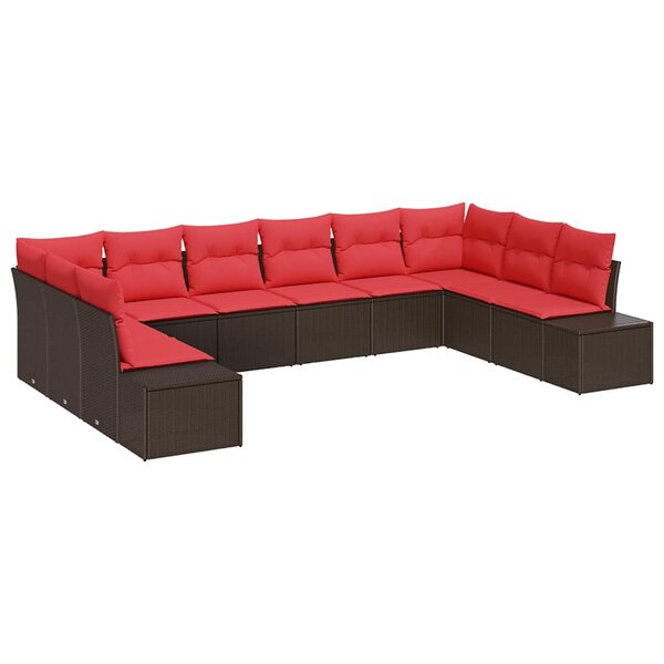vidaXL Ensemble de canapé de jardin 10 Pièces Marron polyrotin