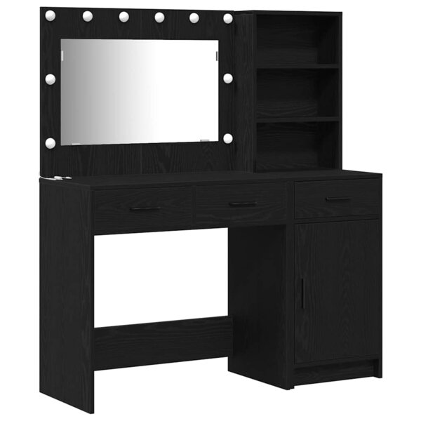 vidaXL Table de Toilette avec tiroir 2 Pièces Noir Bois d'ingénierie