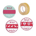 4 masking tapes de Noël - rouge  blanc  doré à paillettes