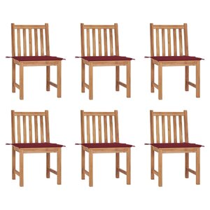 vidaXL Chaises de jardin lot de 6 avec coussins Bois de teck massif