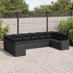 vidaXL Ensemble de canapé de jardin 10 Pièces Noir polyrotin