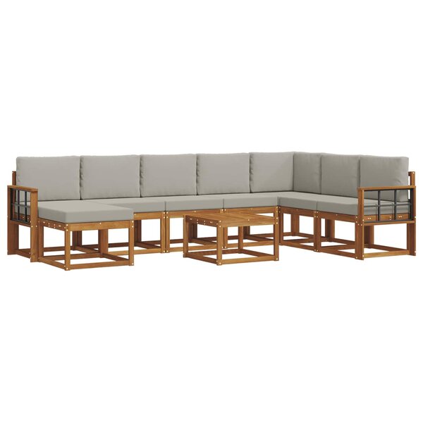 vidaXL Ensemble de canapés d'extérieur 9 Pièces Gris Naturel et Clair