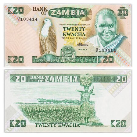 Billet de Collection 20 Kwacha 1980-1988 Zambie - Neuf - P27e