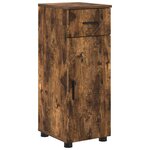 vidaXL Cabinet de salle de bain avec tiroir Chêne fumé 30 x 35 x 80 cm