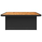 vidaXL Table de jardin noir 110x110x71cm résine tressée et bois acacia