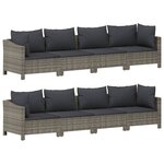 vidaXL Salon de jardin 9 Pièces avec coussins Gris Résine tressée