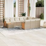 vidaXL Salon de jardin 11 Pièces avec coussins beige résine tressée