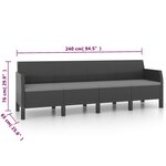vidaXL Salon de jardin 4 Pièces avec coussins PP Rotin Anthracite