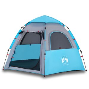 vidaXL Tente de camping cabine 4 personnes bleu libération rapide