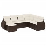 vidaXL Salon de jardin avec coussins 7 Pièces marron résine tressée