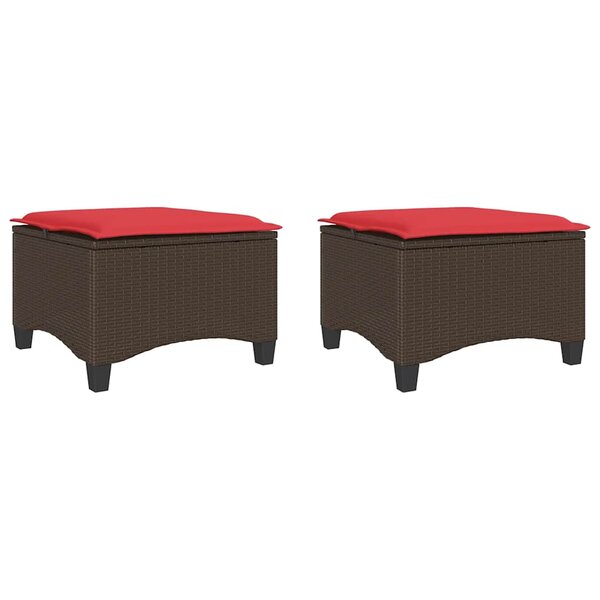 vidaXL Tabourets jardin coussins 2Pièces marron 55x55x36cm résine tressée