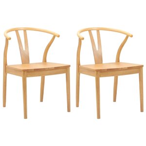 vidaXL Chaise de salle à manger 2 pc Bois de Caoutchouc Massif Naturel