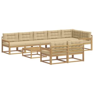 vidaXL Ensemble de canapés d'extérieur 9 Pièces Blanc et Beige