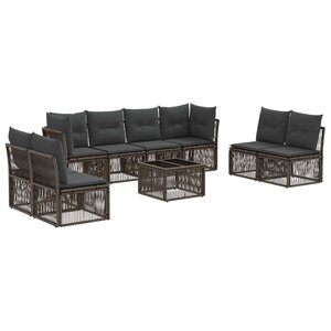 vidaXL Ensemble de canapé de jardin 9 pc Gris polyrotin