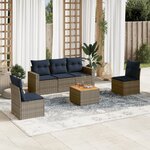 vidaXL Salon de jardin 6 Pièces avec coussins gris résine tressée