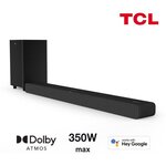 TCL TS8132 Barre de son avec caisson de basses sans fil - Dolby Atmos 3.1.2 - 350W -Chromecast intégré-Compatible Apple AirPlay-HDMI