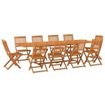 vidaXL Ensemble à manger de jardin 11 Pièces 280x90x75 cm bois d'acacia