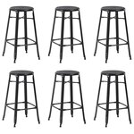 vidaXL Tabourets de bar lot de 6 noir acier