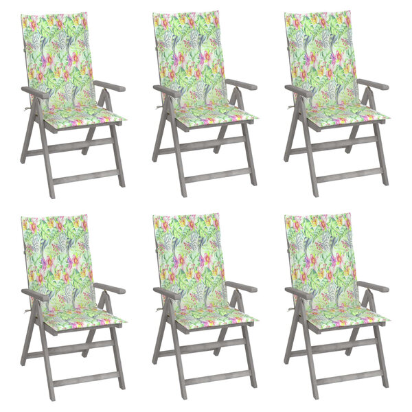 vidaXL Chaises inclinables de jardin lot de 6 et coussins Bois acacia