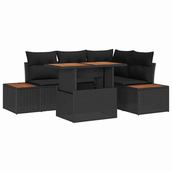 vidaXL Ensemble de salle à manger pour jardin 5 Pièces Noir  Marron