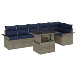 vidaXL Ensemble de canapé de jardin avec coussin 7 Pièces Gris Poly rotin