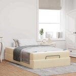 vidaXL Cadre de lit avec matelas Crème 120 x 200 cm tissu