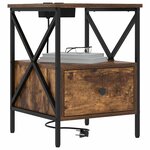 vidaXL Cabinet de chevet avec tiroir Chêne fumé 41 5 x 40 5 x 55 cm