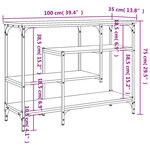 vidaXL Table console avec étagères noir 100x35x75 cm