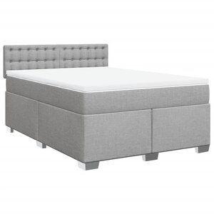 vidaXL Sommier à lattes de lit avec matelas Gris clair 160x200cm Tissu