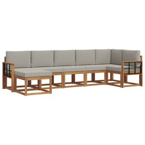 vidaXL Ensemble de canapés d'extérieur 7 Pièces Gris Naturel et Clair