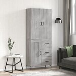 vidaXL Buffet haut Sonoma gris 69 5x34x180 cm Bois d'ingénierie