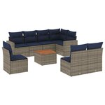 vidaXL Salon de jardin 9 Pièces avec coussins gris résine tressée