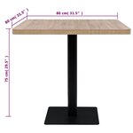 vidaXL Table de bistro MDF et acier Carré 80x80x75 cm Couleur de chêne