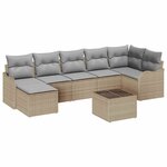 vidaXL Ensemble de canapé de jardin 8 Pièces Beige Poly rotin