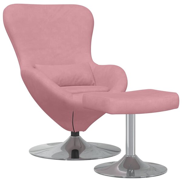 vidaXL Chaise Œuf avec Pouf Rose 63 x 73 x 90 cm Velours
