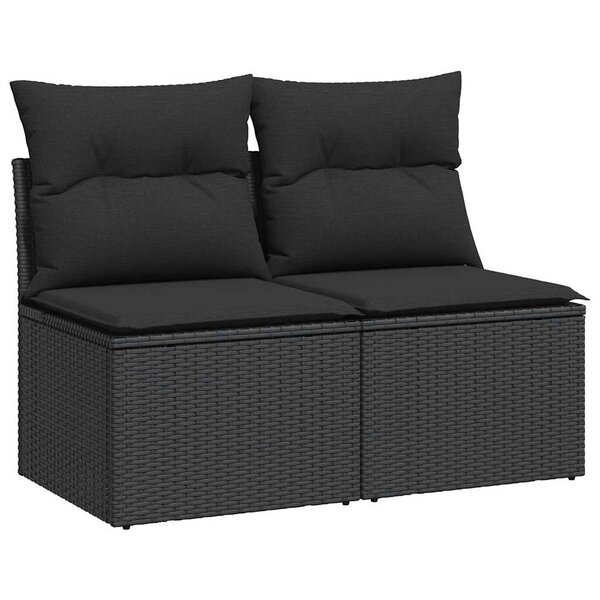 vidaXL Salon de jardin avec coussins 2 Pièces noir résine tressée acacia