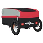 vidaXL Remorque de vélo noir et rouge 30 kg fer