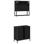 vidaXL Ensemble de mobilier de salle de bain avec étagère 2 Pièces Noir