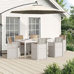 vidaXL Ensemble de salle à manger pour jardin 7 Pièces Blanc et taupe PP