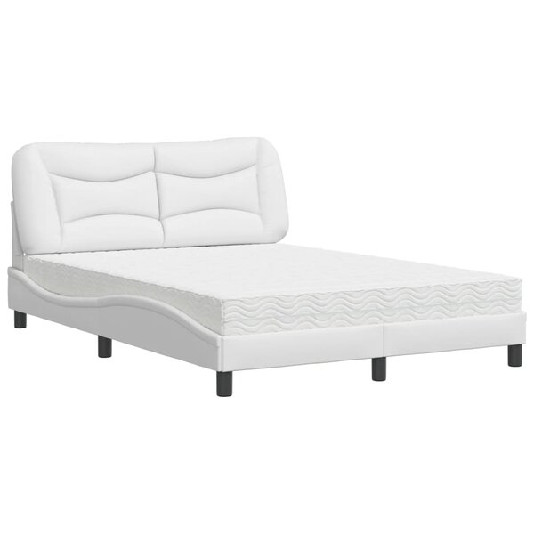 vidaXL Lit avec matelas blanc 140x190 cm similicuir
